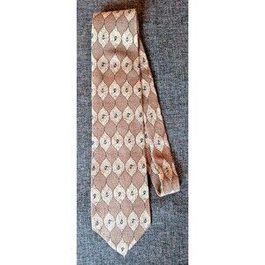 Tie 70s 80s 90s Y2K Mens X Andrini Silk Brown Beige 3.75 Wide 58 Long
